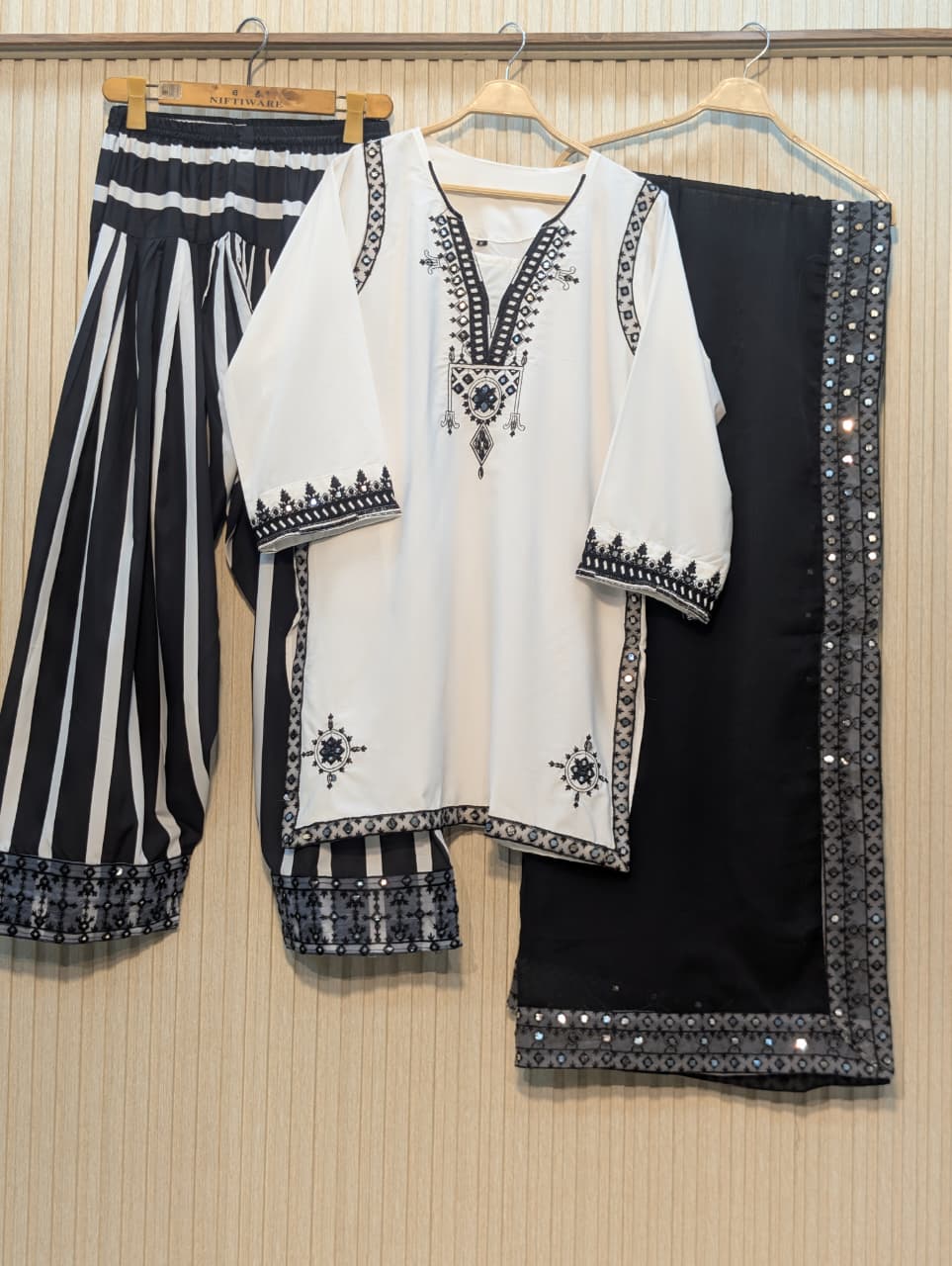 CHARIZMA INSPIRED & BLACK & WHITE EMBROIDERED 3-PIECE SUIT