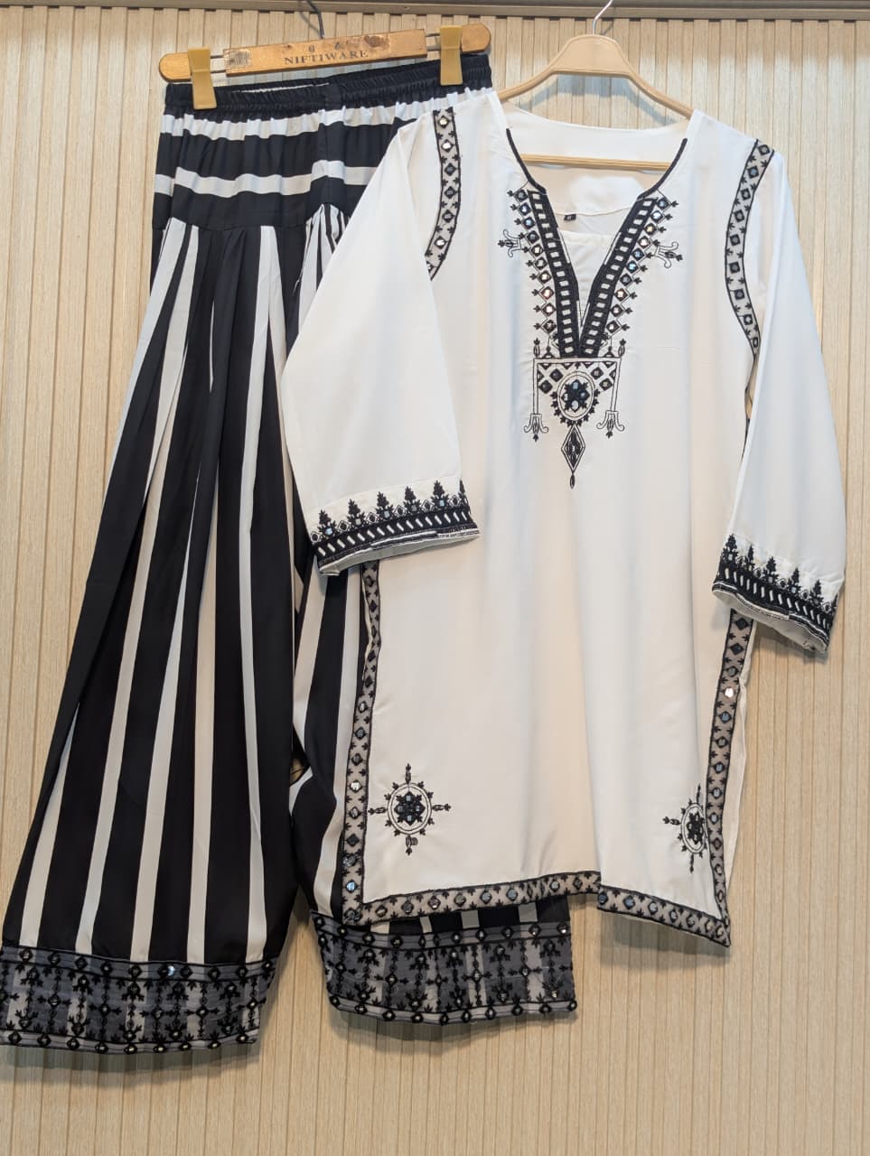 CHARIZMA INSPIRED & BLACK & WHITE EMBROIDERED 3-PIECE SUIT