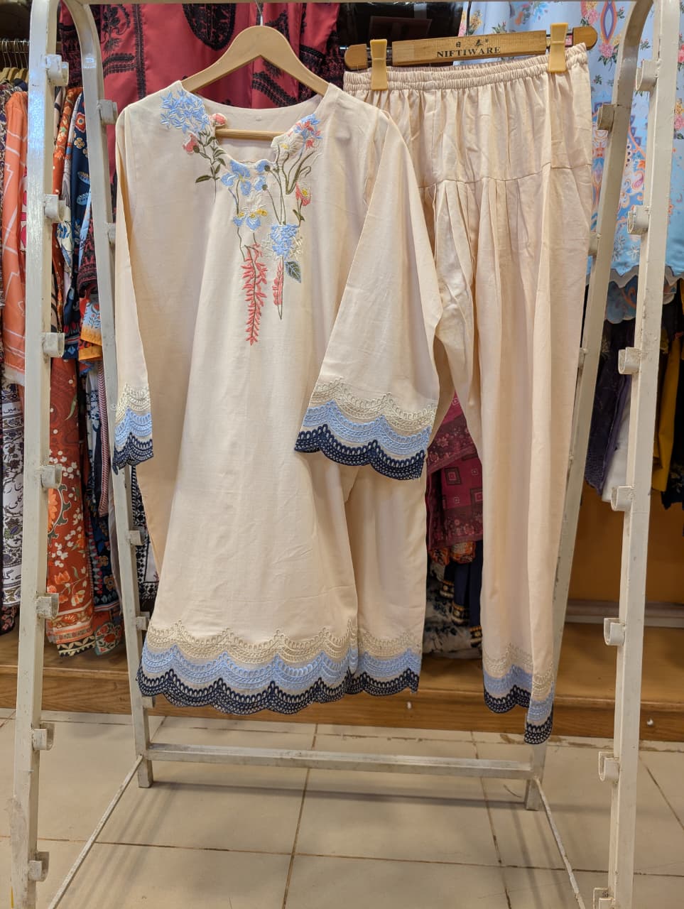 ZAINAB CHOTTANI INSPIRED FREESIA EMB 2 PIECE SUIT (SKIN)