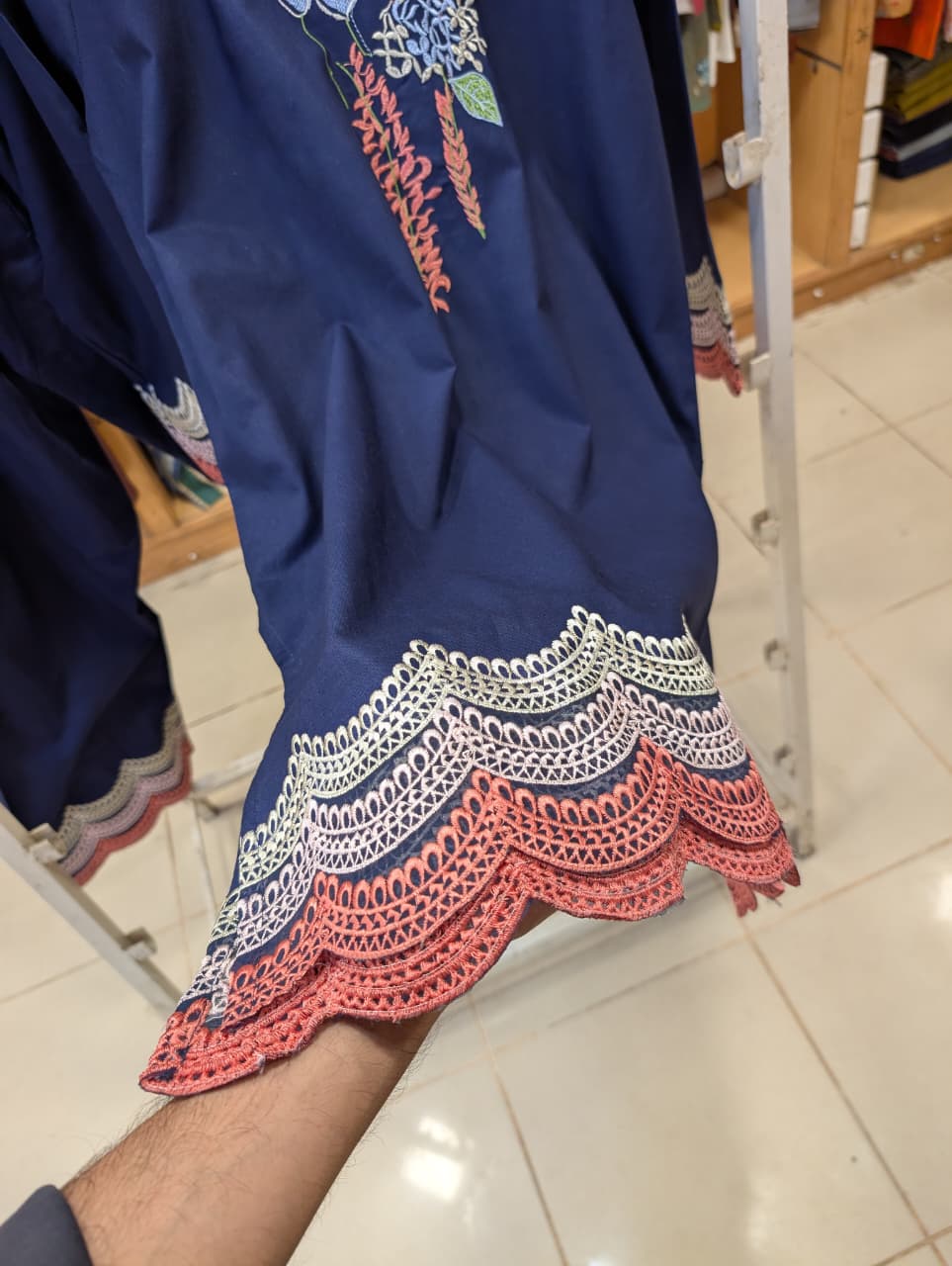 ZAINAB CHOTTANI INSPIRED FREESIA EMB 2 PIECE SUIT (NAVY BLUE)