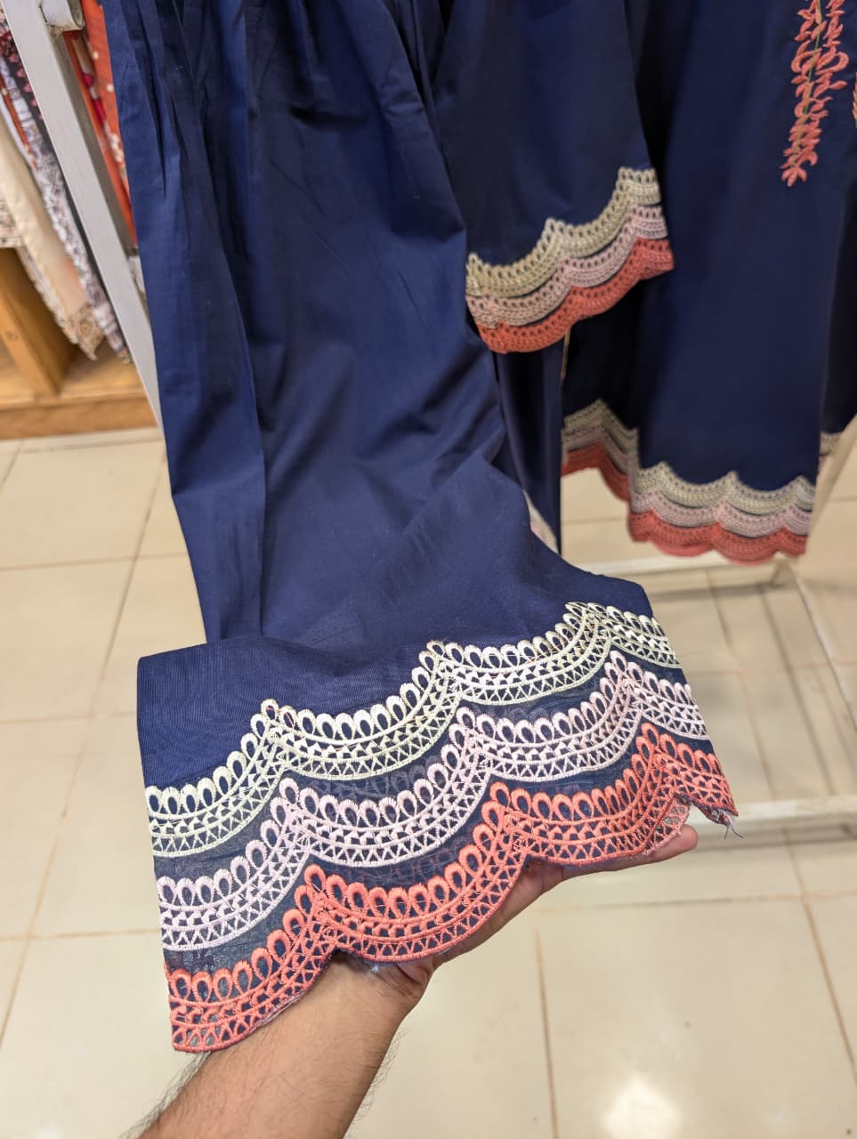 ZAINAB CHOTTANI INSPIRED FREESIA EMB 2 PIECE SUIT (NAVY BLUE)