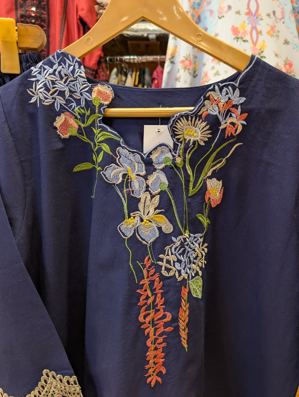 ZAINAB CHOTTANI INSPIRED FREESIA EMB 2 PIECE SUIT (NAVY BLUE)