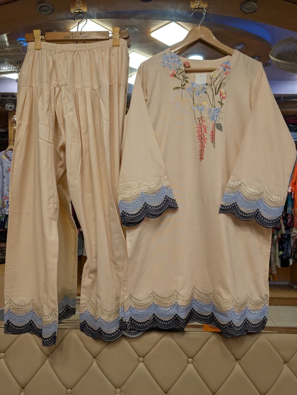 ZAINAB CHOTTANI INSPIRED FREESIA EMB 2 PIECE SUIT (SKIN)