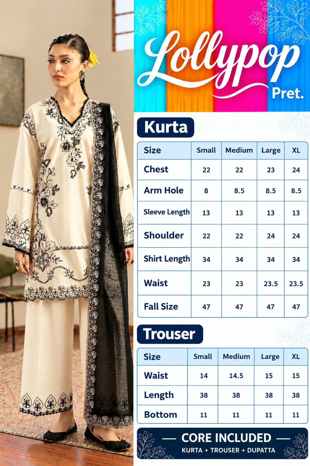 ETHNC inspired WOMEN EMB 3 PIECE SUIT