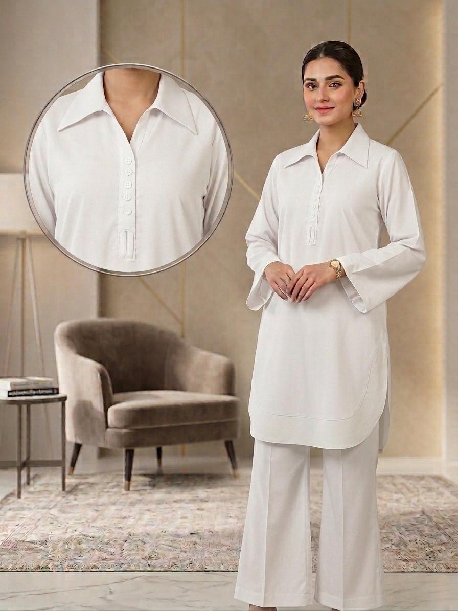 IKHWAT – Premium Irish Khaddar Co-Ord Set (White)